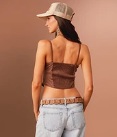 Western Faux Suede Cropped Tank Top