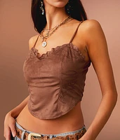 Western Faux Suede Cropped Tank Top