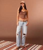 Western Faux Suede Cropped Tank Top