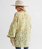 Embroidered Eyelet Kimono