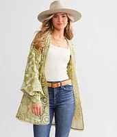 Embroidered Eyelet Kimono