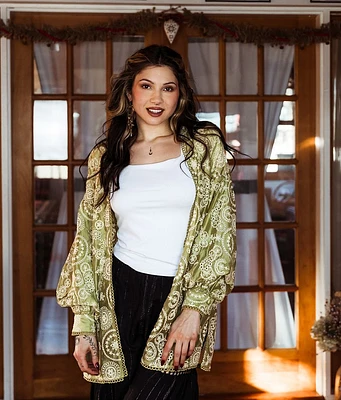 Embroidered Eyelet Kimono