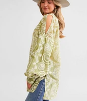 Embroidered Eyelet Kimono