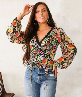Willow & Root Floral Mesh Top