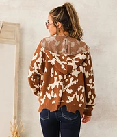 Cow Print Hooded Sweater