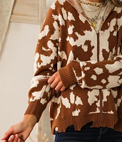 Cow Print Hooded Sweater