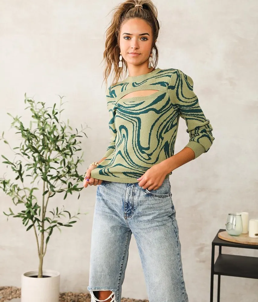 Willow & Root Marbled Cut-Out Sweater