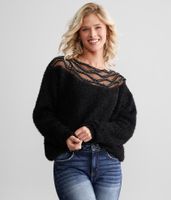 Buckle Black Glitz Eyelash Knit Sweater