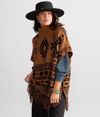 BKE Aztec Print Poncho Sweater
