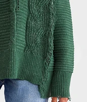 Chenille Cable Knit Metallic Sweater