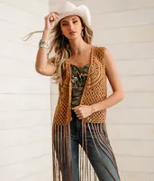 Sterling & Stitch Crochet Fringe Sweater Vest