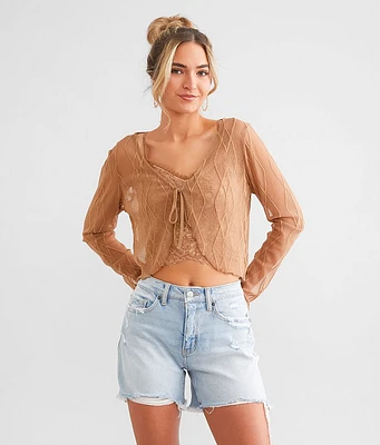 Willow & Root Front Tie Mesh Top