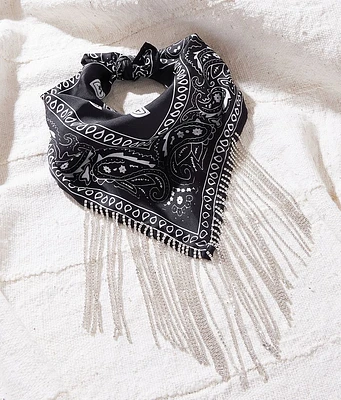 Sterling & Stitch Rhinestone Fringe Bandana Scarf