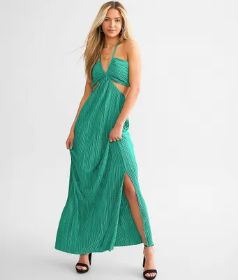 Willow & Root Pleated Cut-Out Maxi Dress