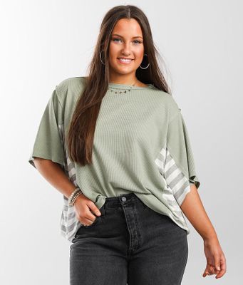 BKE Pieced Waffle Knit Top