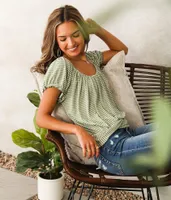Willow & Root Striped Ruffle Top