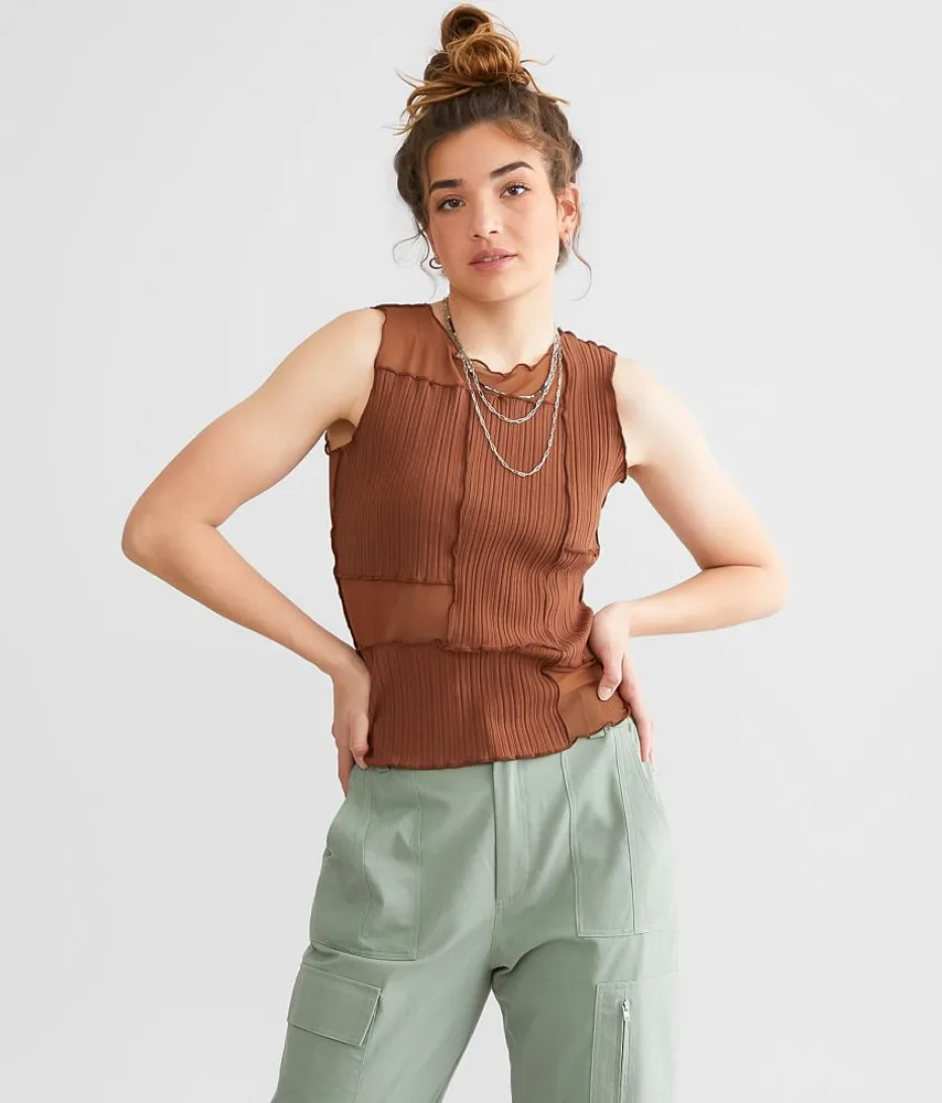 Gilded Intent Patchwork Rib Knit Tank Top