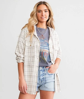 Modish Rebel Hooded Plaid Shirt