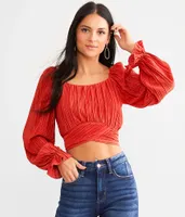 Willow & Root Pleated Wrap Top