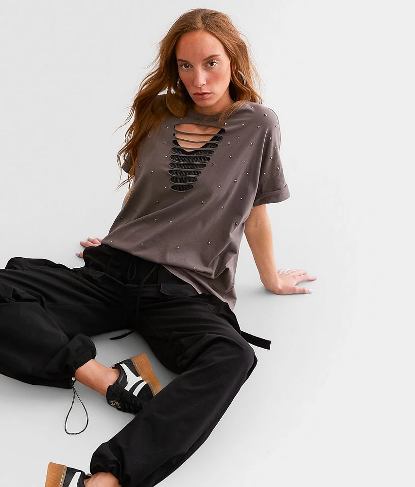 Rhinestone Oversized T-Shirt