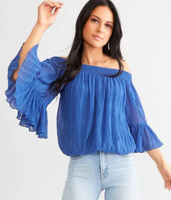 Willow & Root Crinkle Off The Shoulder Top