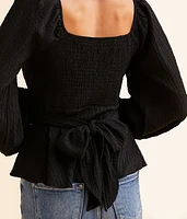 Textured Peplum Top