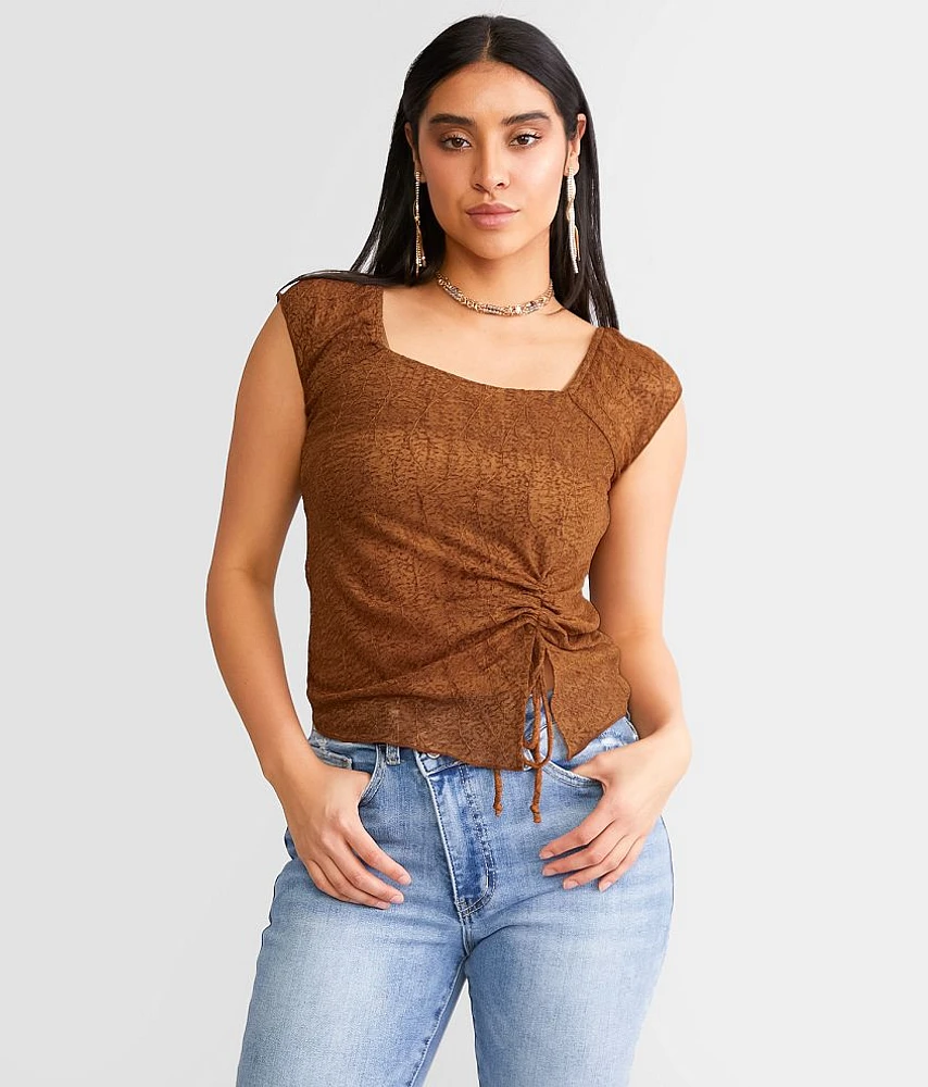 Willow & Root Cinch Tie Mesh Top