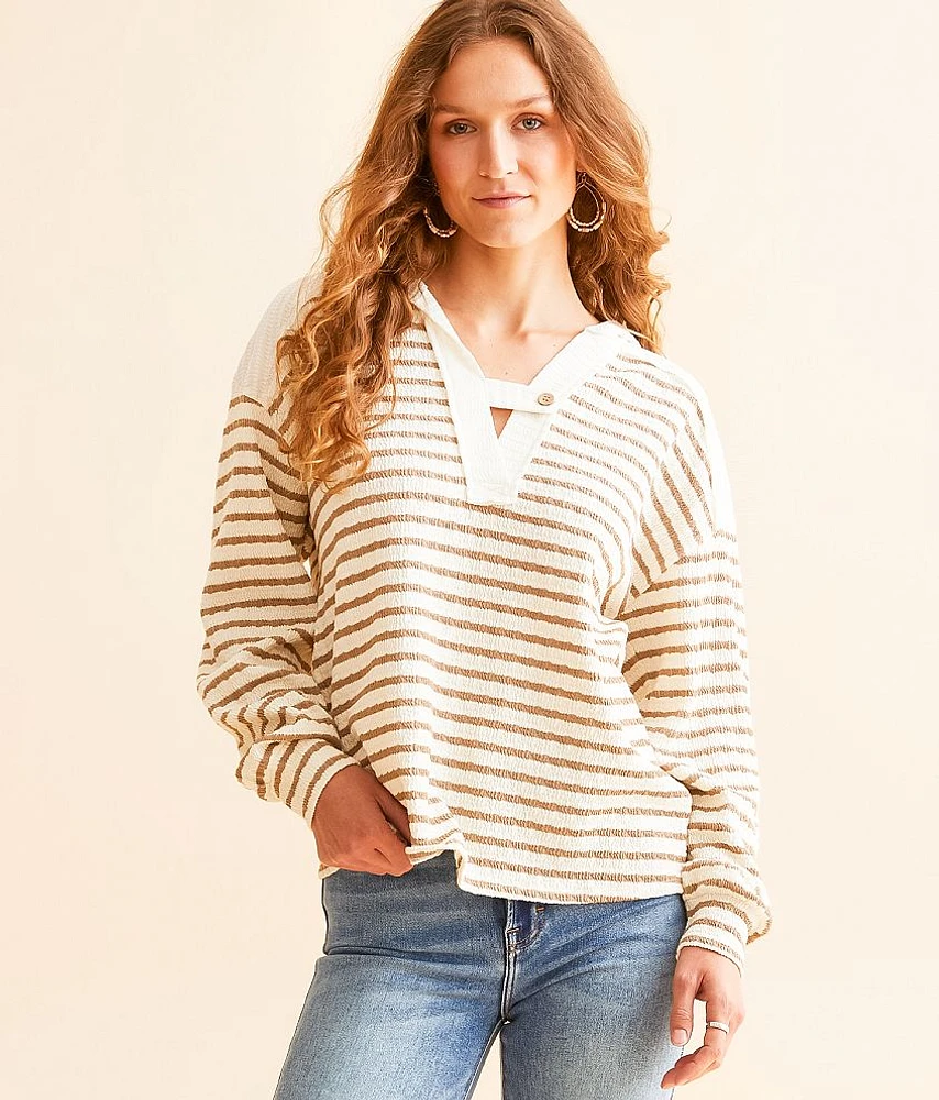 BKE Striped Knit Hoodie