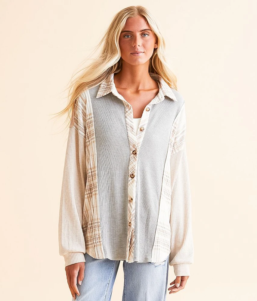 BKE Pieced Thermal Boyfriend Shirt