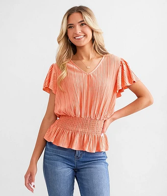 Plisse Peplum Top