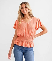 Plisse Peplum Top