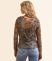 Cheetah Mesh Top