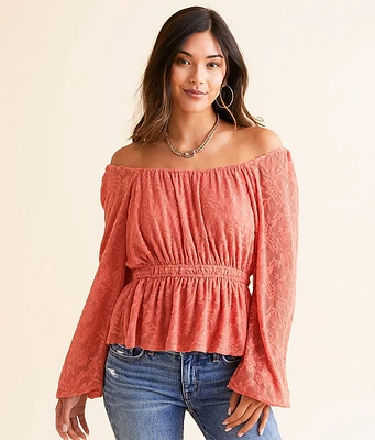 Textured Peplum Top