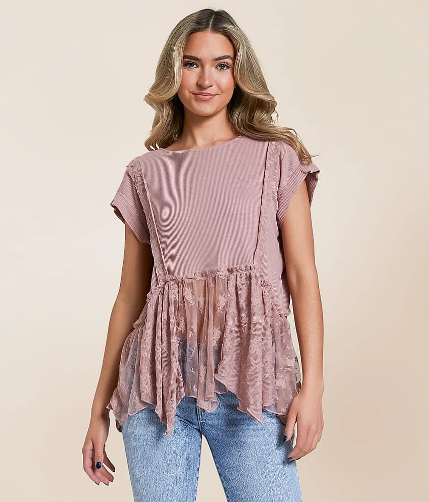 Babydoll Peplum Lace Top