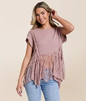 Babydoll Peplum Lace Top