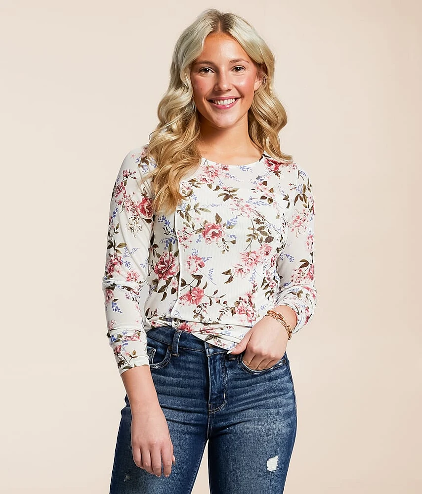 Willow & Root Floral Mesh Top