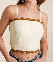 Scallop Trim Cropped Tank Top