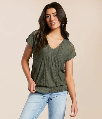 Double V-Neck Lace Top