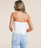 Pieced Floral Mesh Tube Top