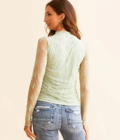 Shirred Floral Lace Top