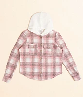 Girls - BKE Plaid Knit Hooded Shirt