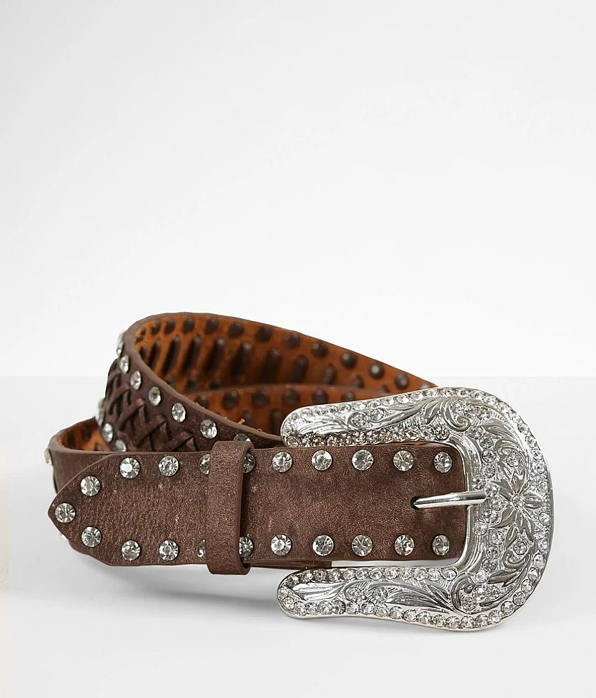 Glitz Whipstitch Leather Belt