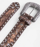 Tooled Leather Glitter Belt