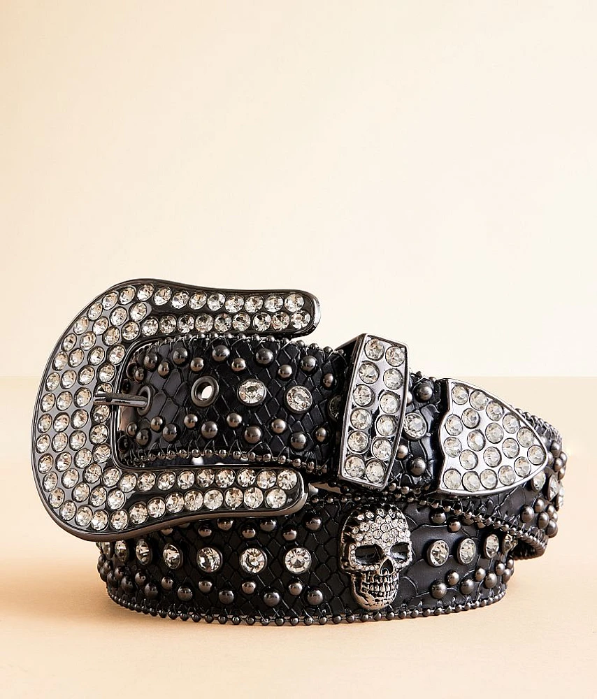 BKE Glitz Skull Leather Belt