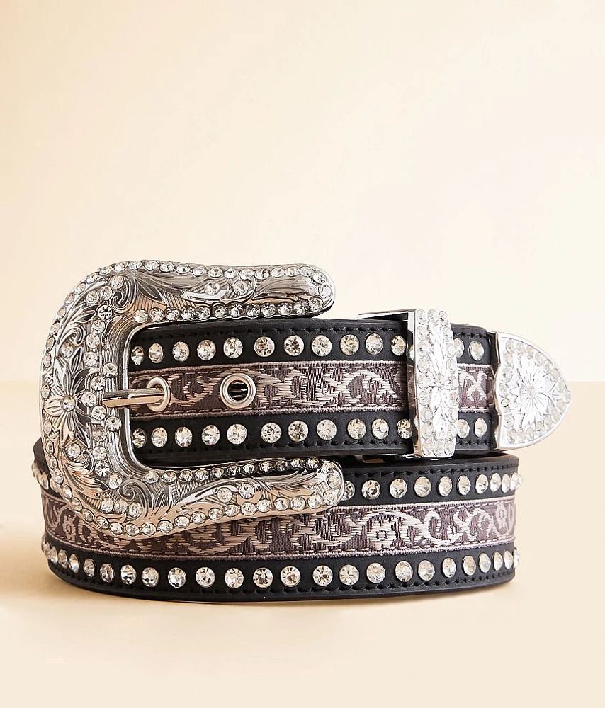 BKE Embroidered Glitz Leather Belt