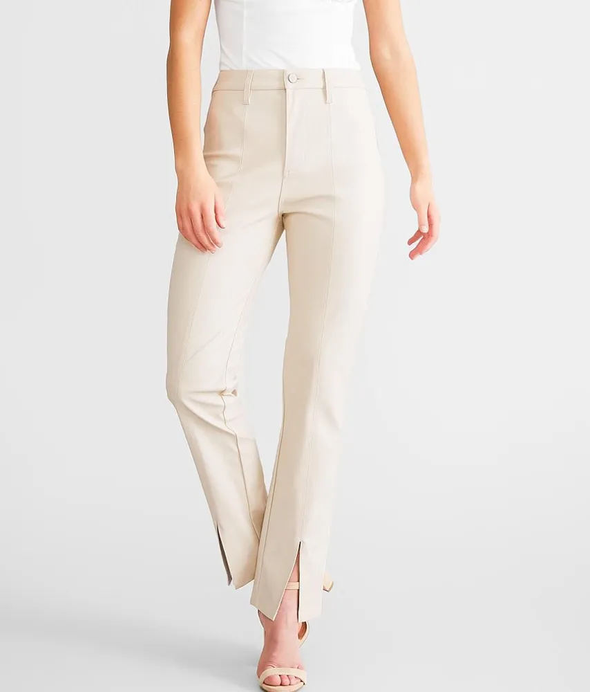 Kan Can Faux Leather Straight Pant