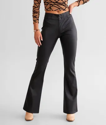 Kan Can High Rise Pleather Flare Pant
