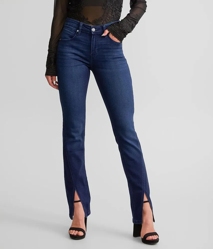 Kan Can Mid-Rise Split Straight Stretch Jean