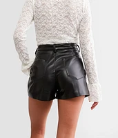 High Rise Pleather Short