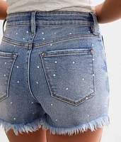 Rhinestone High Rise Stretch Short